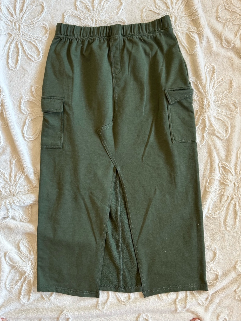 Olive Green Cargo Pocket Skirt with front slit